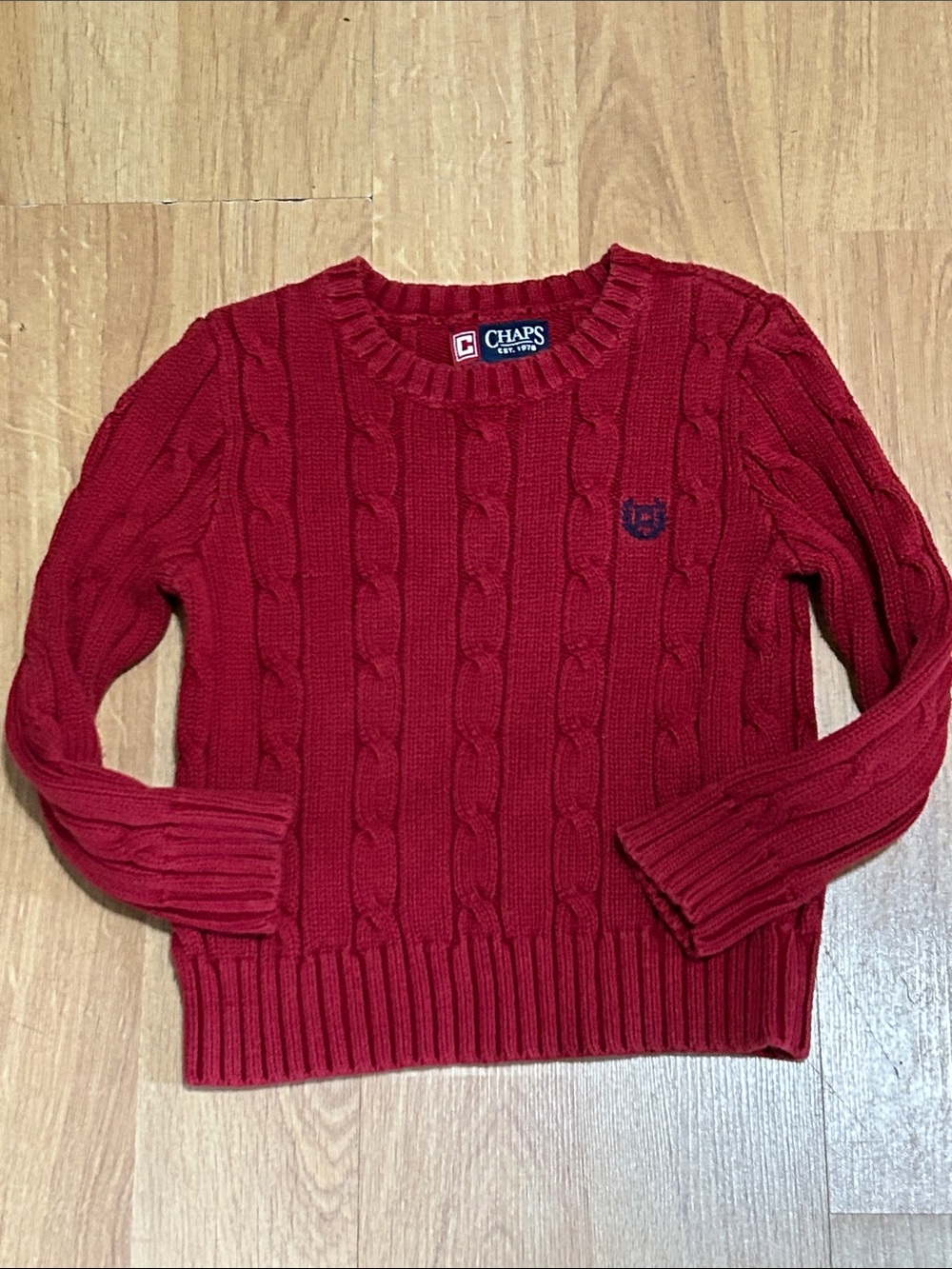 Chaps Crimson Cable-Knit Crew Sweater Size 4T